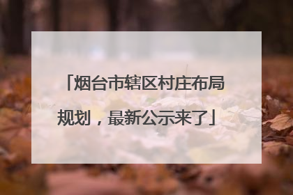 烟台市辖区村庄布局规划，最新公示来了