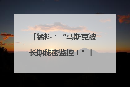 猛料：“马斯克被长期秘密监控！”