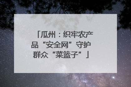 瓜州：织牢农产品“安全网”守护群众“菜篮子”