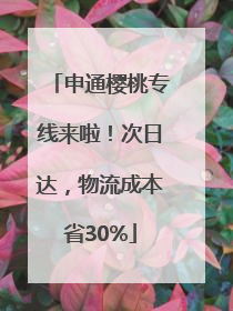 申通樱桃专线来啦！次日达，物流成本省30%