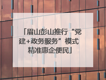 眉山彭山推行“党建+政务服务”模式 精准惠企便民