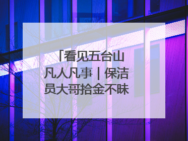 看见五台山 凡人凡事｜保洁员大哥拾金不昧传递人间温暖