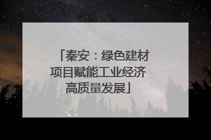 秦安：绿色建材项目赋能工业经济高质量发展