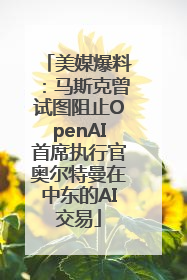 美媒爆料：马斯克曾试图阻止OpenAI首席执行官奥尔特曼在中东的AI交易