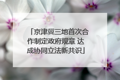 京津冀三地首次合作制定政府规章 达成协同立法新共识