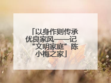 以身作则传承优良家风——记“文明家庭”陈小梅之家