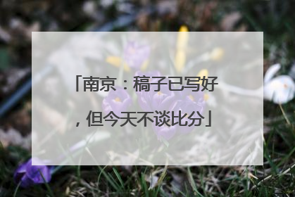 南京：稿子已写好，但今天不谈比分