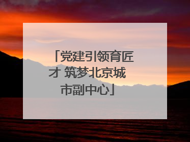党建引领育匠才 筑梦北京城市副中心