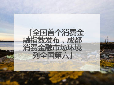 全国首个消费金融指数发布，成都消费金融市场环境列全国第六
