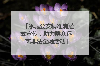 冰城公安精准滴灌式宣传，助力群众远离非法金融活动