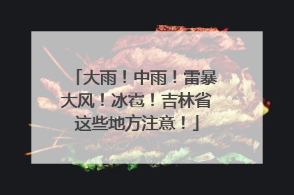 大雨！中雨！雷暴大风！冰雹！吉林省这些地方注意！