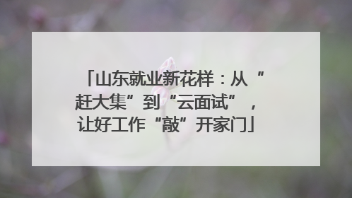 山东就业新花样：从“赶大集”到“云面试”，让好工作“敲”开家门