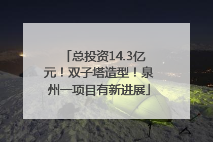 总投资14.3亿元！双子塔造型！泉州一项目有新进展