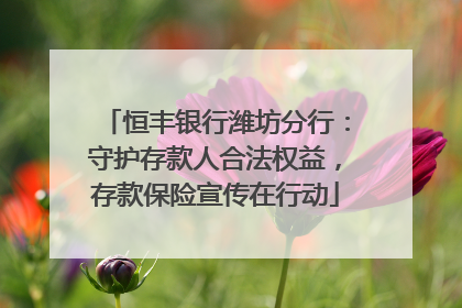 恒丰银行潍坊分行：守护存款人合法权益，存款保险宣传在行动