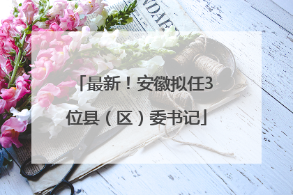 最新！安徽拟任3位县（区）委书记