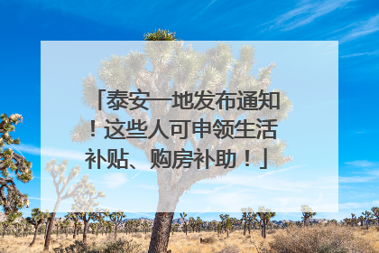 泰安一地发布通知！这些人可申领生活补贴、购房补助！