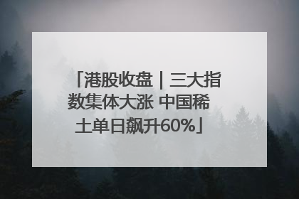 港股收盘｜三大指数集体大涨 中国稀土单日飙升60%