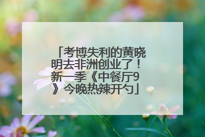 考博失利的黄晓明去非洲创业了！新一季《中餐厅9》今晚热辣开勺