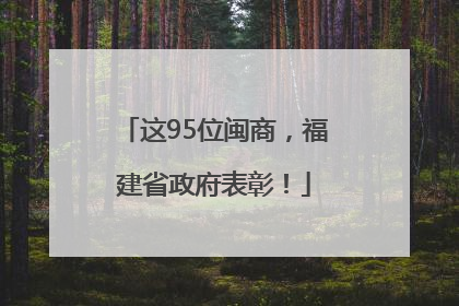 这95位闽商，福建省政府表彰！