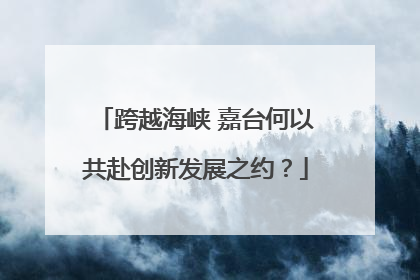 跨越海峡 嘉台何以共赴创新发展之约？