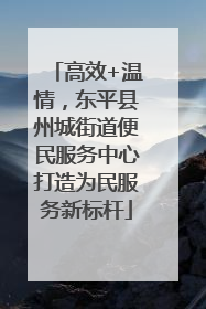 高效+温情，东平县州城街道便民服务中心打造为民服务新标杆