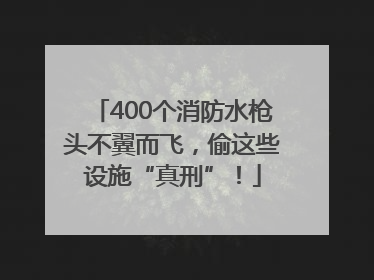 400个消防水枪头不翼而飞，偷这些设施“真刑”！
